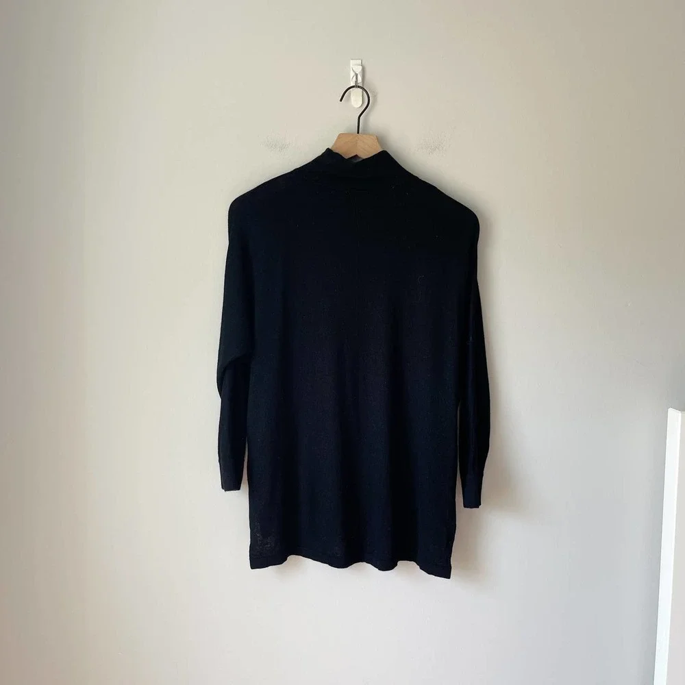 Kokun Women's Black Bamboo Cashmere Blend Mock Neck Pullover Sweater Size Small